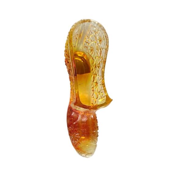 Vintage Amberina Glass Shoe Daisy and Button with Bow - Picture 2 of 10